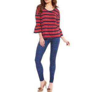 Michael Kors Rugby Stripe 3/4 Bell Sleeve Top - M
